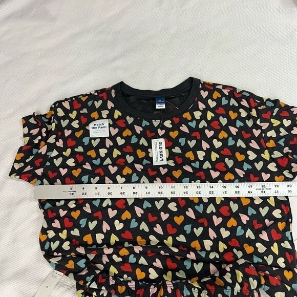 Old‎ Navy Gray Multicolor Hearts Short Sleeve Shorts Pajamas Set XS Women’s NWT - Picture 4 of 7